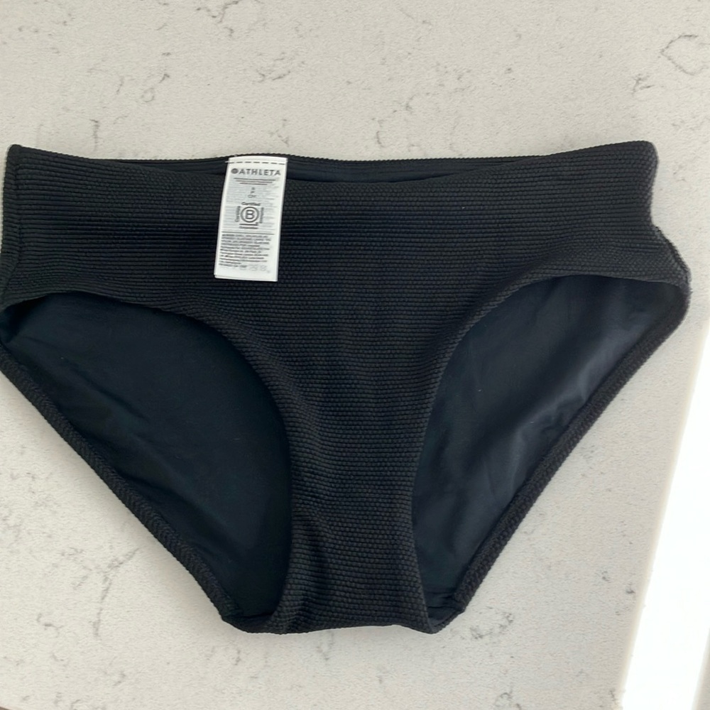 Athleta Black Textured Bikini Bottoms Size Small